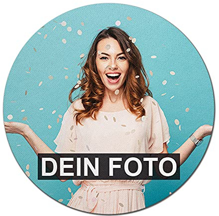 Mousepad selbst gestalten - Bedrucktes Mauspad mit eigenem Foto und Text - rutschfest, für Computer & Laptop - Kollegen, Büro, Geburtstag I Personalisierbar I Rund - Ø 19 cm - Stärke 3mm