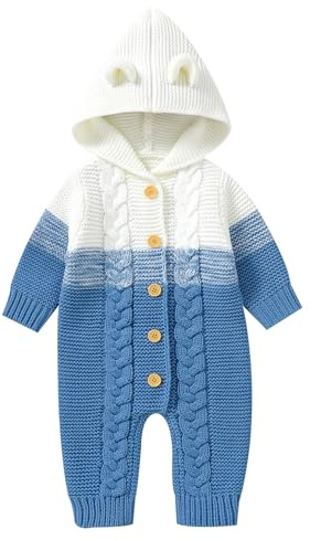 Odizli Neugeborene Baby Mädchen Jungen Kleidung Langarm Gestrickt Kapuze Strampler Body Herbst Winter Babykleidung