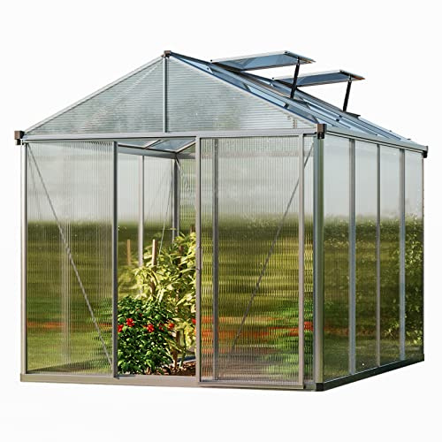 GFP Serre Premium 22 en Aluminium - 222x294 cm - Panneaux Double paroi 10 mm, avec 2 ouvre-fenêtres Automatique