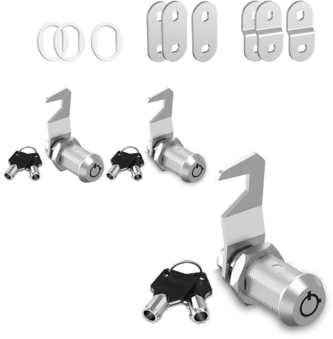 Hecfu 3 Pack Schrank Schlösser mit Schlüsseln, 1-1/8 Zoll Cam Lock gleich verschlüsselt, sichere Rv Schlösser für die Lagerung Tür Mailbox Werkzeugkasten Ersatz Schloss, Zinklegierung