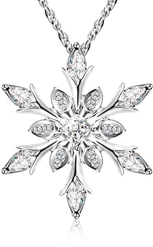 murtoo Frauen Halskette Schneeflocke Anhänger Halskette und verziert mit Kristall Geschenk für Frauen in Schmuckbox, 2.3 * 2.3 cm / 0.9 * 0.9 inch, Zirkonia, Zirkon