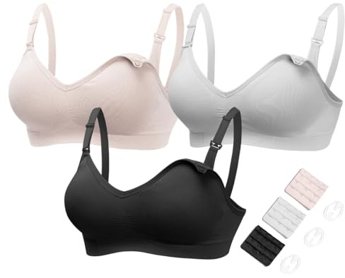 HOFISH Soutien-Gorge de maternité et d'allaitement sans Couture pour l'allaitement et Le Sommeil Pendant la Grossesse, avec rallonges de Soutien-Gorge et Clips supplémentaires