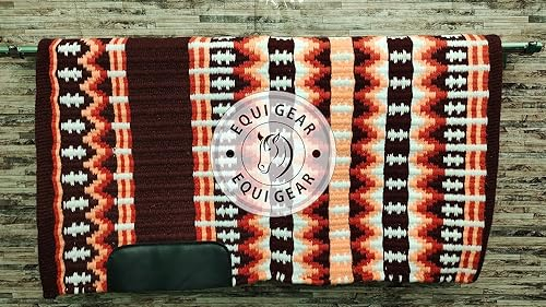 EQUIGEAR Western Show Horse Satteldecke aus neuseeländischer Wolle, Western-Design, handgefertigte Satteldecke, Wollpolster, Sensor Flex (Anpassung möglich), WQ58 (34x34)