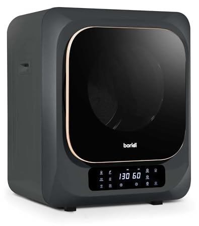 Baridi Small Tumble Dryer, Portable, 2.5kg, Vented, Perfect for Counter Top or Wall Mounted Use with Digital Controls, Compact, Black Mini Spin Dryer - DH229