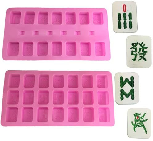VeEthi Moldes Tartas Silicona 2 Piezas De Molde De Silicona Con Forma De Mahjong Moldeado De Pastel De Fondant Hecho A Mano Pastel De Herramientas De Fondant