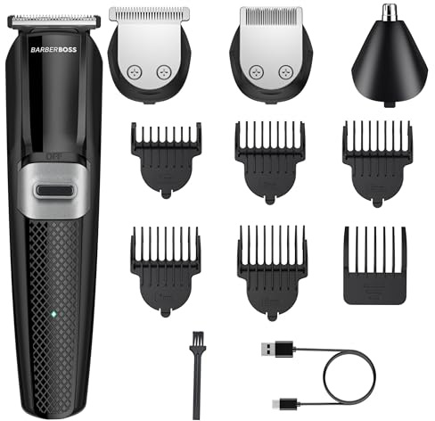 BarberBoss 3-in-1 Men's Grooming Kit, Hair Clippers Men, Hair and Body Trimmer, Nose Hair Groo,er for Men, Beard Trimmer, Cordless Clippers for Men's Haircut