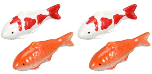 Yardwe 4 Stück Schwimmende Fische, Keramik Koi Figuren und Goldfische, Künstliche Teichfiguren für Mini Aquarium Und Teichdeko