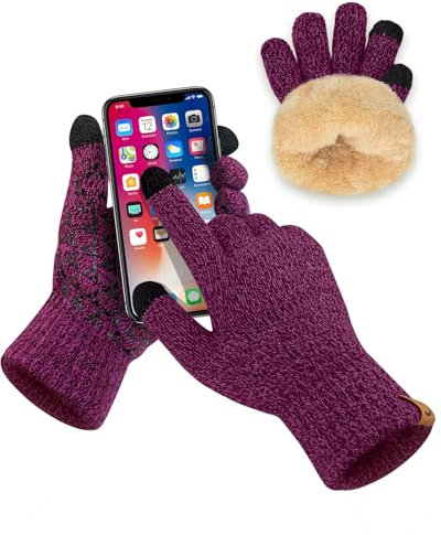 SUTIYO Winter Handschuhe Damen Thermohandschuhe Herren Touchscreen Verdickte Winterhandschuhe mit Warme Fleece Innenfutter Fahrrad Fahren Skifahren (Rosa)