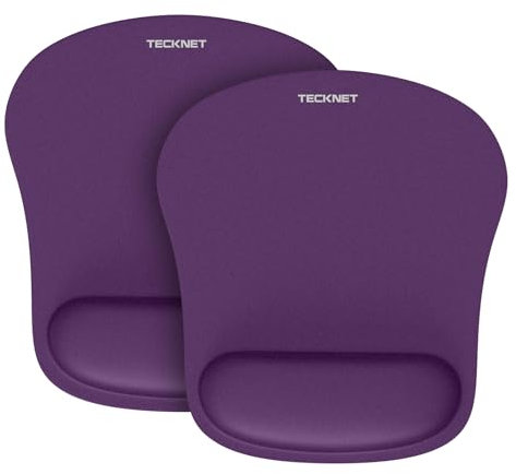 TECKNET Mouse Mat Wrist Support, 2 Pack Ergonomic Mouse Mat with Memory Foam, Mice Pad with Anti-slip Rubber Base, Waterproof Surface Mouse Pad for Computer, Laptop, Office, Home and Travel