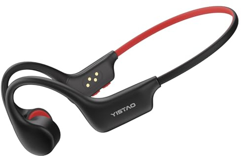 Yistao Bone Conduction Headphones, Open Ear Headphones Wireless Earphones, 32GB MP3, 8 Hours Playtime, Bluetooth 5.3, IP68 Waterproof Earphones for Running and Fitness Workout - Red