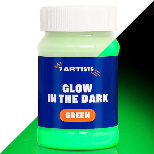7 Artists Glow in the Dark Farbe Grün 100 ml – Fluoreszierende Farbe & UV Acrylfarbe Leuchtet im Dunkeln | Leuchtfarbe Wasserfest nach dem Trocknen für Kunst, Basteln & Dekoration