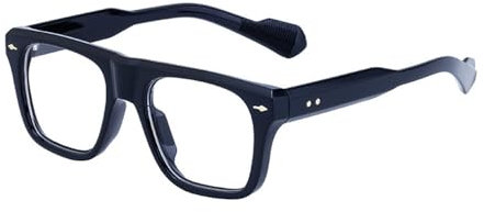 TYUVIVO Retro Quadratisch Unisex Leicht Brillengestell Mode Pfeil Nieten Computer Brillengestell Kunstrahmen,C7 Schwarz Gold,Einheitsgröße