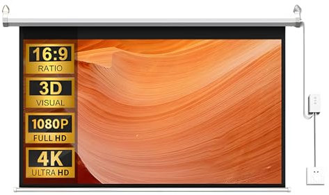 SOYDAN Pantalla de Proyección Motorizada, Pantallas de Cine Diagonales 16:9, Pantalla de Proyector 3D 4K Ultra HD para La Educación de Cine en Casa(72 Inch)