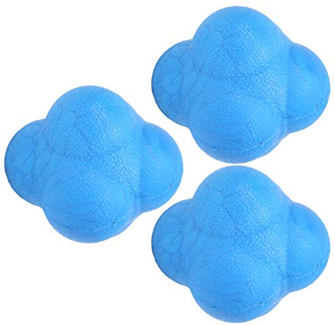 3PCS Reaction Ball, Hex Bounce Reaction Ball TPR Koordination Träning Sport Fitness Träningsboll för Agility Training (Blå)
