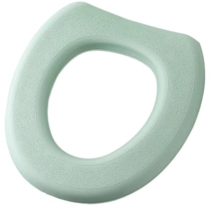 Copri Wc Copriwater in schiuma lavabile con adesivo, copriwater impermeabile, sedile del water riutilizzabile in silicone for quattro stagioni, accessori for la casa Cuscino Water Lavabile(Green1)