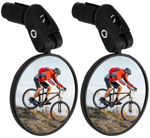 MSMXCS Bike Mirrors, HD Wide Angle and Large Bicycle Rear View Mirror 360 Degree Adjustable Convex Lens, 2 PCS
