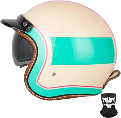 GKCEGHKS retrò Casco Scodella Casco A Scodella Scooter Motorino Cromwell Caschi Casco Faccia Aperta retrò Portatile Mezzi Caschi Jet ECE Omologato Mezzo Casco da Motociclista Vintage Caschi