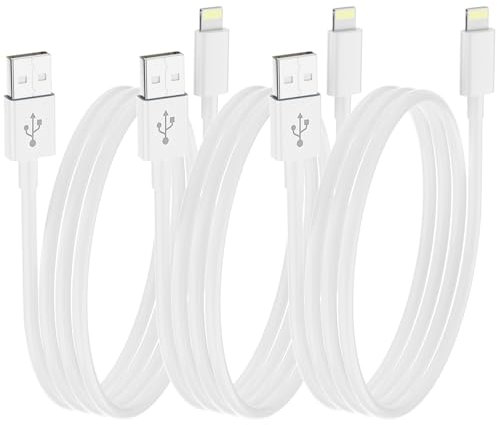 3 Pack iPhone Charger Cable 1.8M [Apple MFi Certified] Lightning to USB Cable Lead 6 Foot, 2.4A Fast Charging Cable for iPhone 14 13 12 11 Pro Max XS XR X 8 7 6 Plus 5, iPad and iPod