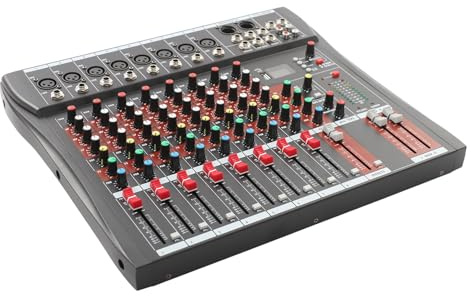 Mixer audio professionale DJ mixer con ingresso audio a 8 canali, console portatile mixer soundboard con effetti sonori, alimentazione phantom 48 V, mixer audio Bluetooth DJ Live Audio Mixer