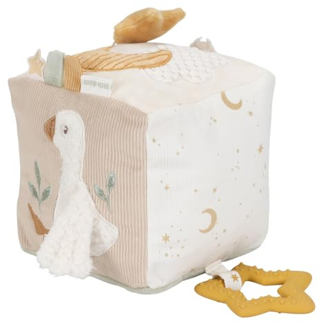 Little Dutch Fühlwürfel Stoff-Würfel Activity Spielwürfel Aktivitätswürfel Gans weiß beige - Newborn Naturals