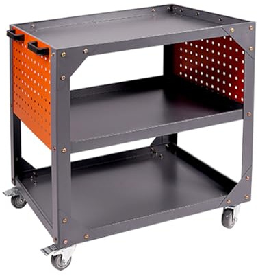 Rollbarer Arbeitswagen mit seitlicher Aufhängeplatte, 3-stufiger Rollwagen for Details, Werkzeugaufbewahrungs-Organizer, Werkstatt for Garagenlager(82x78x55cm)