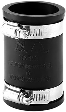 QruiLanTu 1 1/2 Flexible Pvc Pipe Coupling with Stainless Steel Clamp, Flexible Fitting for Connecting Cast Iron, Plastic and Copper Pipes, for Sewer and Drain Connections(Black)