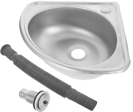 ibasenice Évier Cuve Ultra Petit en Acier Inoxydable pour Camping-Car | Bassin Simple pour Vr, Vasques de Salle de Bain en Acier Inoxydable, 1 Set, Forme Éventail Style Aléatoire