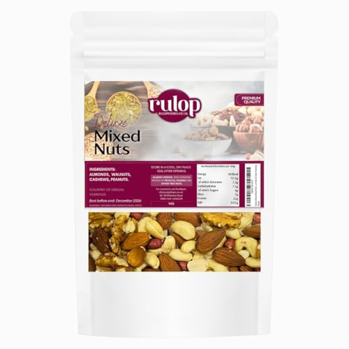 Rulop Deluxe Mixed Nuts 1kg – Premium Mix of Cashews, Almonds, Walnuts & Peanuts | Natural Protein Snack | Vegan, Unsalted, High in Fibre | Healthy Trail Mix for Keto & Clean Snacking
