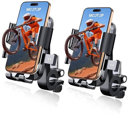 MCOTOP 2 Pack Bike Phone Holder,Motorcycle Phone Mount, Black