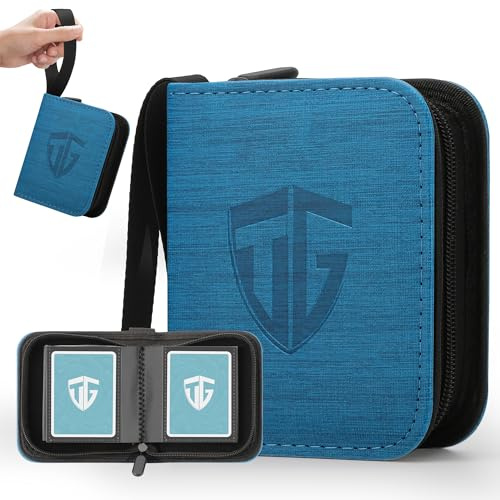 TCGUARD Mini Sammelkarten Album mit 40 Karten Fassungsvermögen, Reißverschluss 1-Fach Binder für TCG- & Sportkarten, Tragbares Geschenk für Sammler, Yugioh Blau