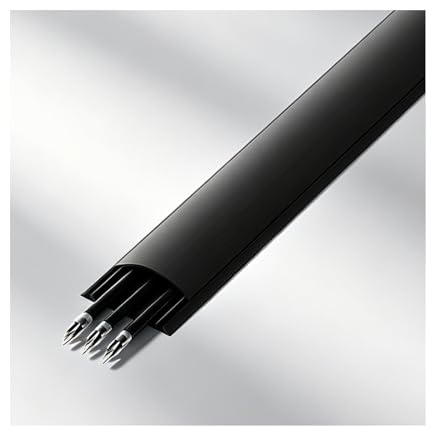 YFAURNDE Pasacables Suelo, Canaleta Cables Suelo, Canaleta Organizadora de Cables Tipo D, Adecuada para Instalaciones de TV, Oficinas, Hogares y Entornos de Escritorio.(Black,No. 3-5m)