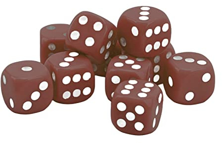 Eleage Set di Dadi con Angoli Arrotondati da 30 Pezzi Set di Dadi da Gioco a 6 Facce in Plastica Durevole per Giochi da Tavolo e Uso Educativo 16MM (Caffè)