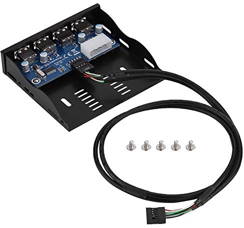 Estink Panneau Avant USB 2.0 4 Ports, Adaptateur Interne pour Carte Mère, Compatible avec Baie de Lecteur de Disquette 3,5 Pouces, 9 Broches, Multi-Fonctionnel