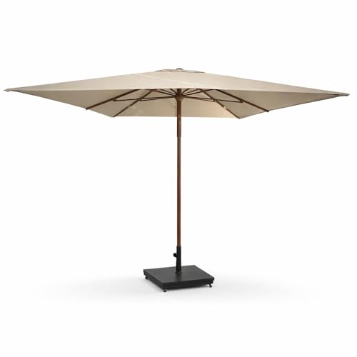 Tempo Style - Ombrellone da Giardino Parioli Plus 3x3 m | Robusto Ombrellone da Esterno in Alluminio e Poliestere 180g/㎡ (Beige/Legno Noce)