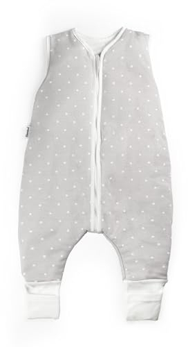 Ehrenkind® Baby Sommerschlafsack mit Füßen 1.0 TOG aus weicher OEKO-TEX zertifizierter Bio-Baumwolle | Sommer Schlafsack | Baby Schlafsack Gr. 70 Grau mit weißen Punkten | 1 Tog