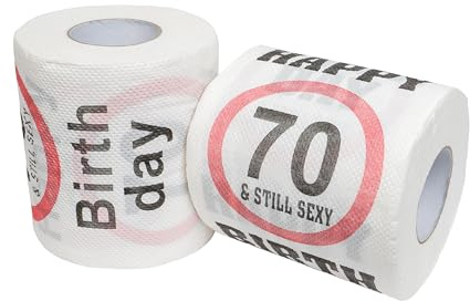 Happy 70 & Still Sexy Birthday Klopapier, 2 Pack, Dekoration und Geschenk Verpackung für den 70. Geburtstag, lustiges Motto Klo Papier, Fun Toilet Paper, Geschenkartikel, Geburtstags-Dekoration
