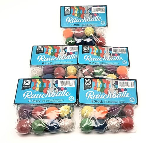 vama Funke Rauchbälle Smoke Balls Mixed im 8er Beutel, tolle Farben für die Größe, Outdoor draußen (5 Beutel)