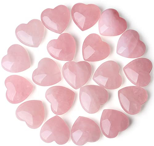 XIANNVXI 20 Pcs Rose Quartz Crystals Rose Quartz Heart Rose Quartz Stones Pink Rose Quartz Crystal Gifts for Women Pink Gifts for Women Reiki Healing