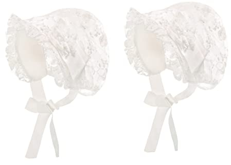 GALPADA 2stücke Schicke Lace-mütze Für Mädchen Weiße Prinzessinnen-haube Jahre Mit Verstellbarem Band Für Taufen Sommerausflüge Fotoshootings Und Alltag