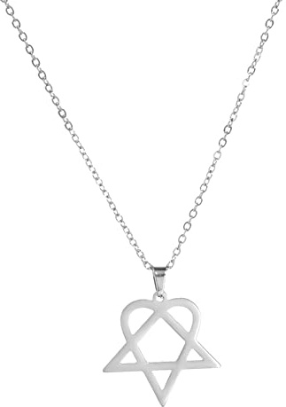 YAHOYA Klassisch Einfaches Herzagramm Stern Herz Edelstahl Anhänger Halskette Damen Mädchen Vintage Schmuck