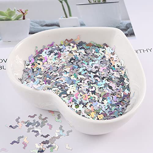 10 g/Packung ultradünne Laser-Pailletten in silberner Form für Nagelkunst, PET-Farbe, Nagelkunst, Hochzeitskleid, Handyschale, Kunstzubehör, 2 x 6 mm Fledermäuse