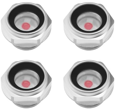 VGOL 4pcs 3/8 Vetro di Vista Livello Olio Compressore d'aria Connettore Livello Liquido in Lega di alluminio BSP Adatto per Compressore d'aria Controllare il Livello dell'olio della Pompa
