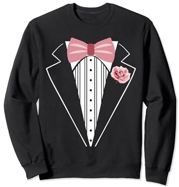Lustiges Smoking-Kostüm für Kinder und Erwachsene, rosa Ansteckblume Sweatshirt
