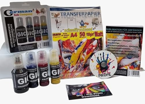 Sublimationsstarterpaket für Tankdrucker ET-2864 - GIC Sublimationstinte, GIC Sublimationspapier + ICC Profil