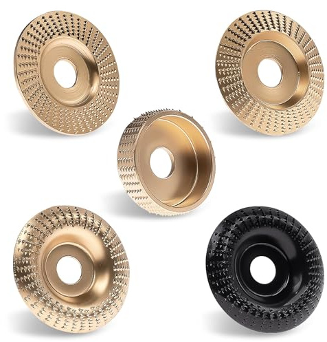 5 Pcs Angle Grinder Wood Carving Disc Set, 4 Inch Grinder Cutting Disc | 5/8 Inch Arbor Attachments, Grinder Cutting Disc for Wood Carving and Shaping
