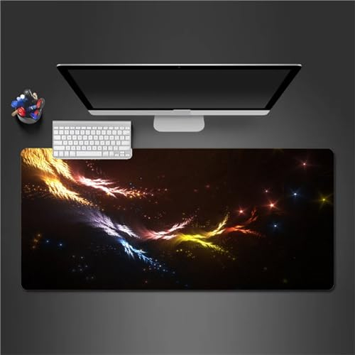 QiHon Gaming Mauspad XXL Gelb Lila Blau Großes Mauspad Schreibtischauflage mit Vernähte Kanten Einer speziellen Oberfläche verbessert Geschwindigkeit und Präzision 700x300x2mm