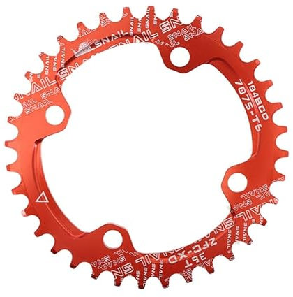 QAINKUN Kettenblatt 104bcd Runde/Oval 32T/34T/36T/38T Narrow Wide Kettenblatt MTB 104bcd Kurbelgarnitur KettenbläTter(Color:Oval,Größe:32T_RED)