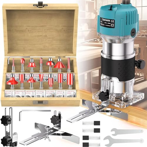 Fresa verticale da 800 W, fresatrice per bordi in legno, fresa multifunzionale, 1/4, utensili da taglio per intagliare il legno, utensili elettrici e fresa, set da 15 pezzi