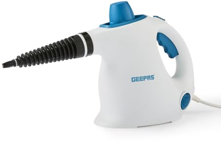GEEPAS Steam Cleaner | Handheld Multipurpose Portable Steamer for Cleaning Bathroom Kitchen Window Carpet Car Floor Stain Removal | 9 Attachment Kills 99.9% Germs & Bacteria | 2 Year Warranty 1050W