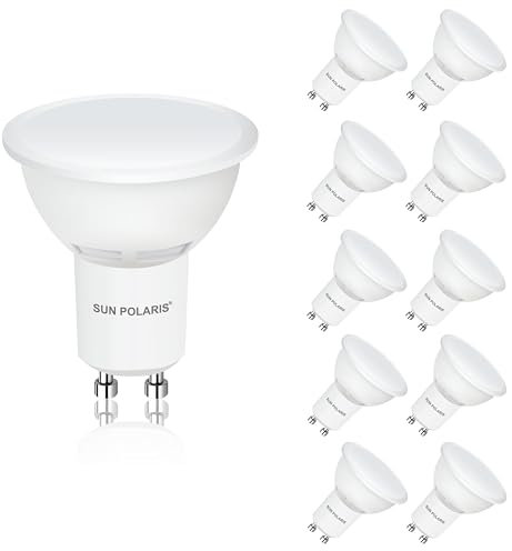 SUN POLARIS GU10 LED Bulbs, Warm White 2700K, 4W 320lm, 25W Halogen Spotlight Bulb Equivalent, Energy Saving Spot Lightbulbs, 100° Wide Beam, Non-dimmable, Pack of 10